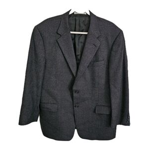 Hickey Freeman Blazer Men 44 Short Gray Black Houndstooth Wool Jacket Sport Coat